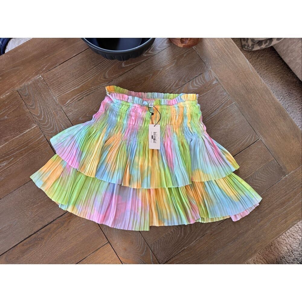 NWT Current Air Pleated Multi Print Mini‎ Skirt Size XS